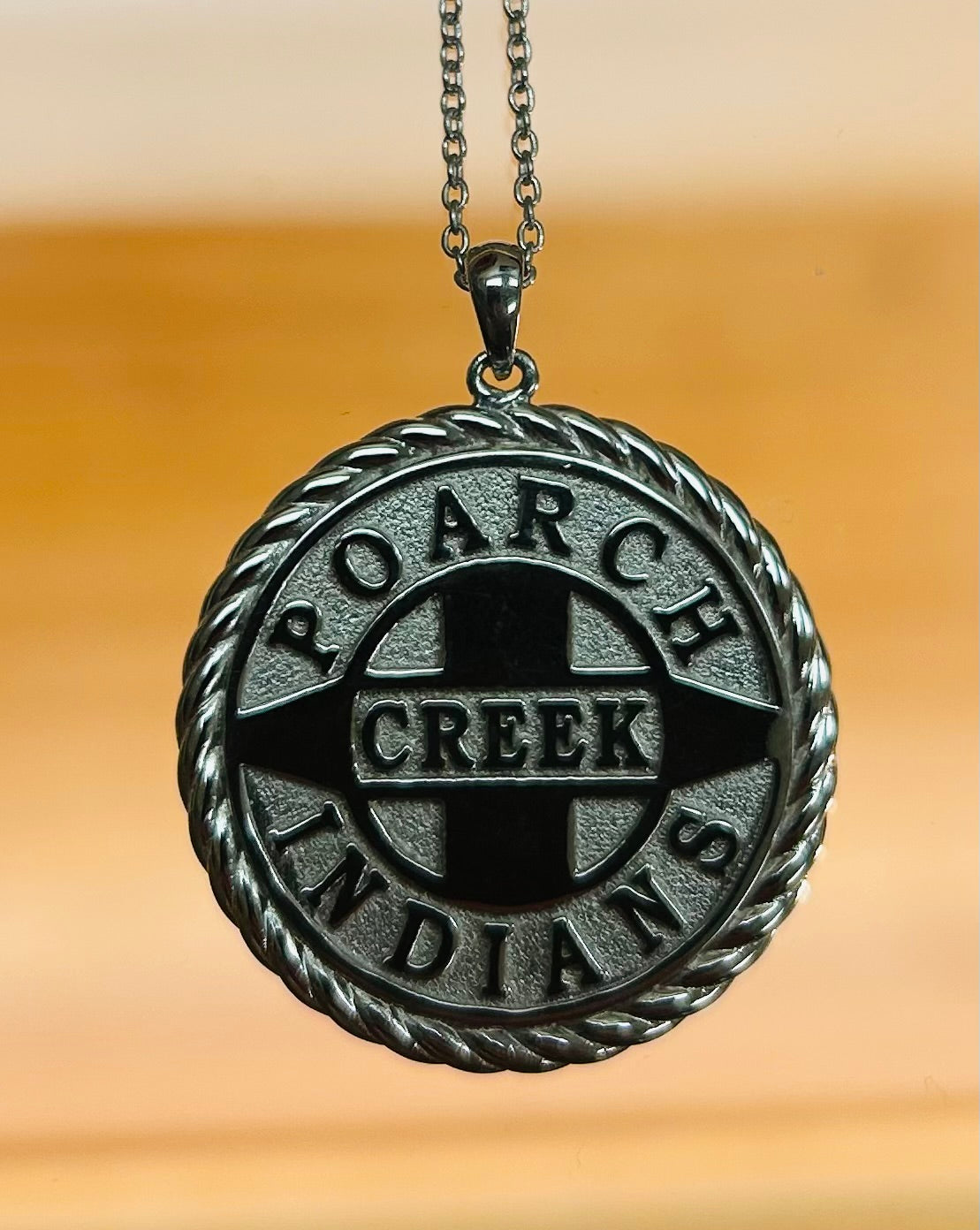Sterling Silver Tribal Logo Necklace