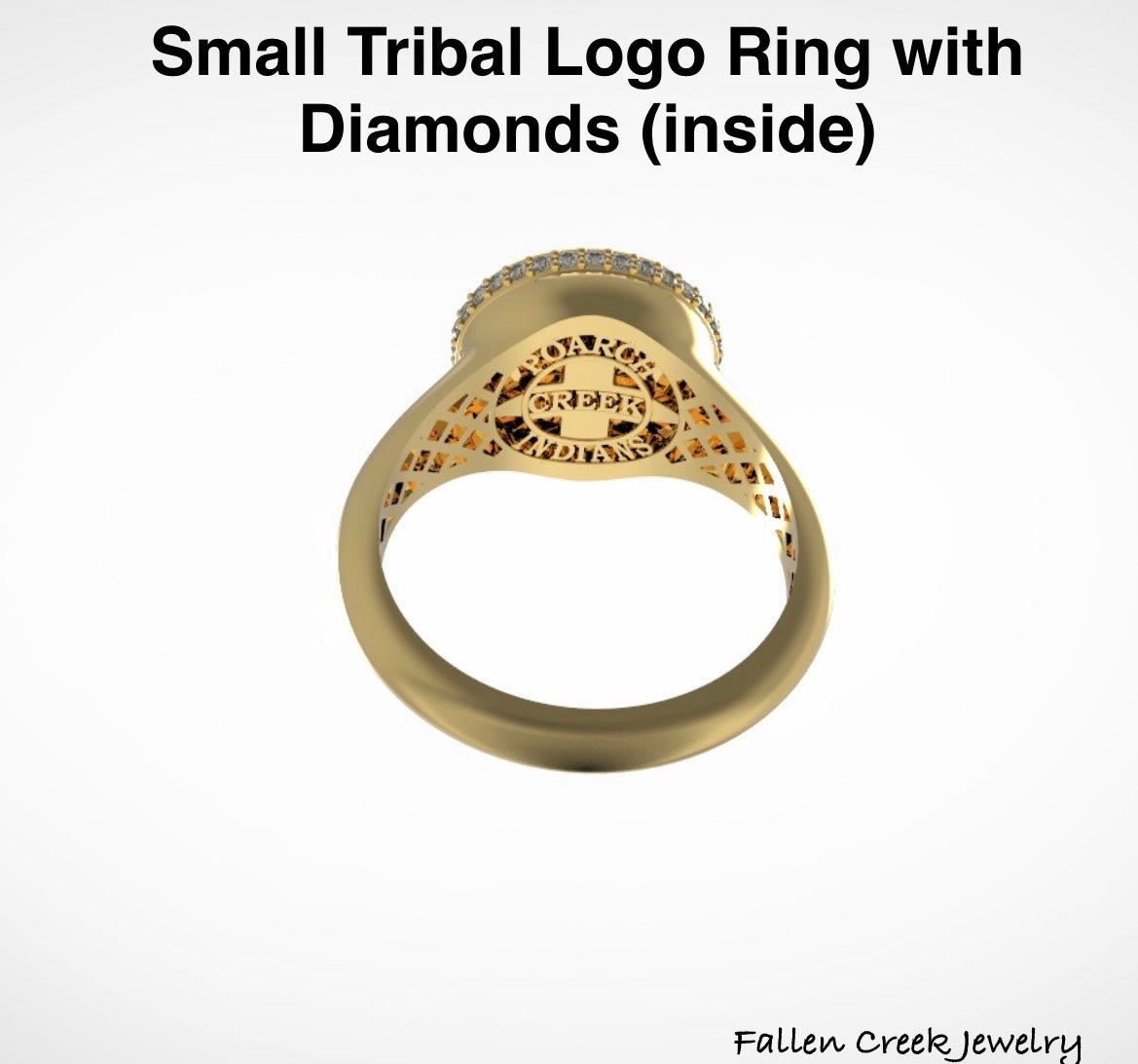 Women’s 14kg Small Tribal Logo Ring with 0.16kt Diamond Band