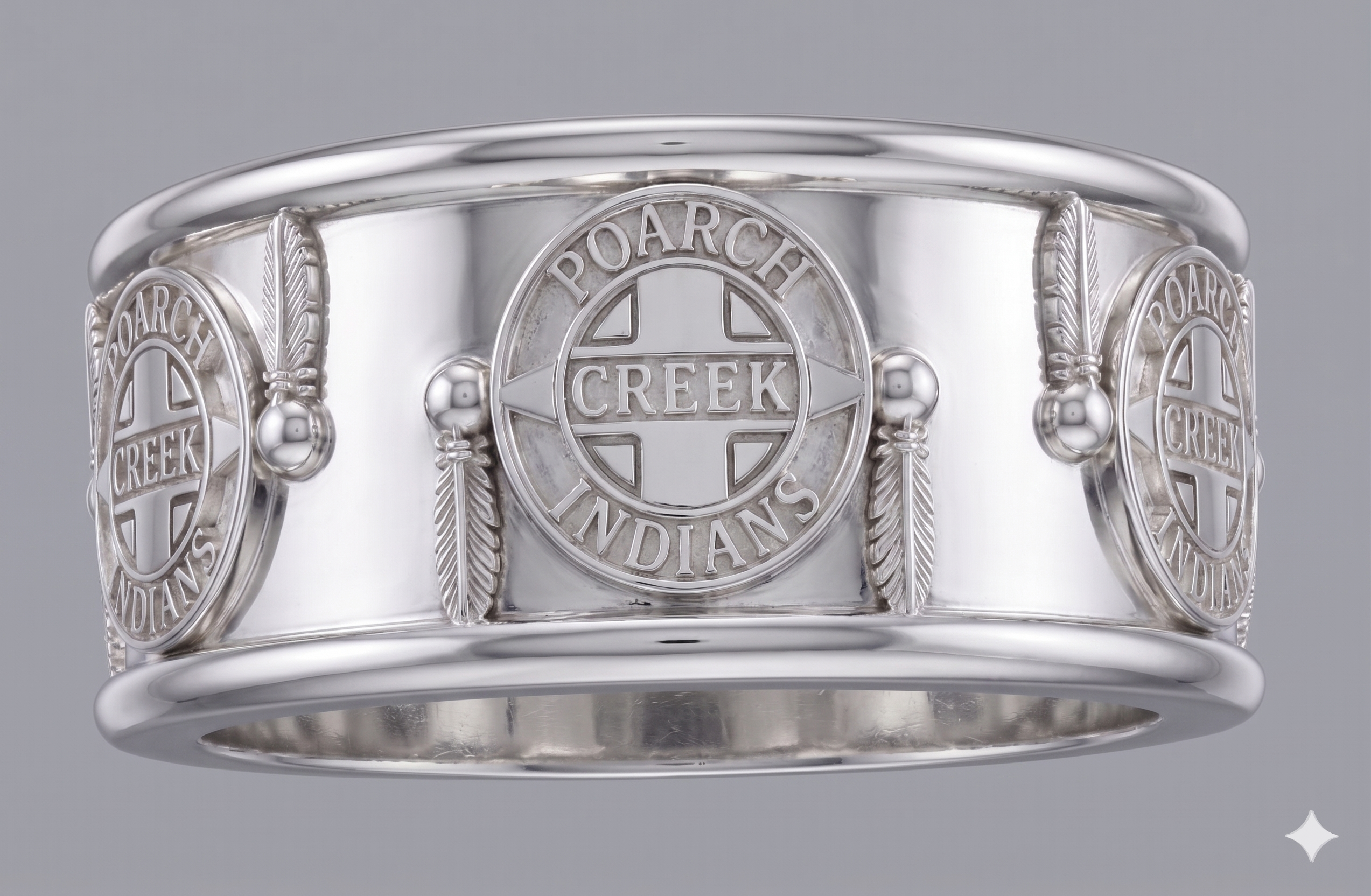 Sterling Silver Tribal Logo Band Size 10